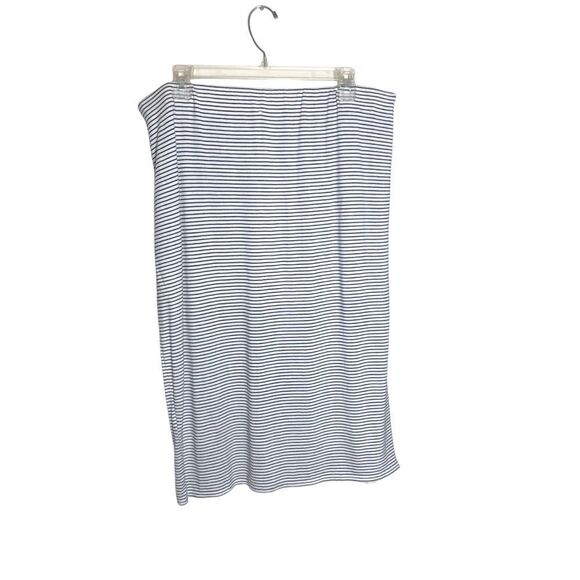 Max Studio Wrap Skirt Ruched Side Midi White/Black Striped Size XL NWT - Picture 3 of 12